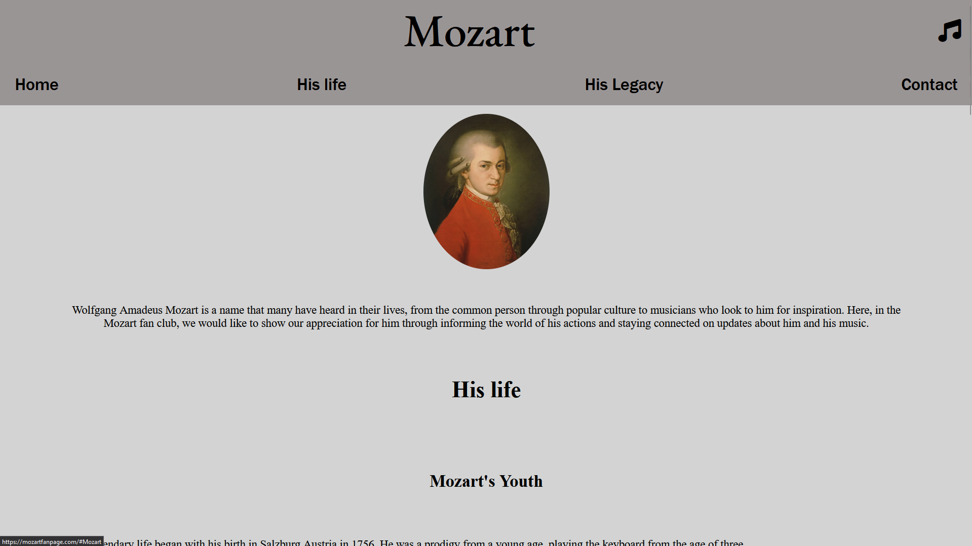 Picture of the Mozart website